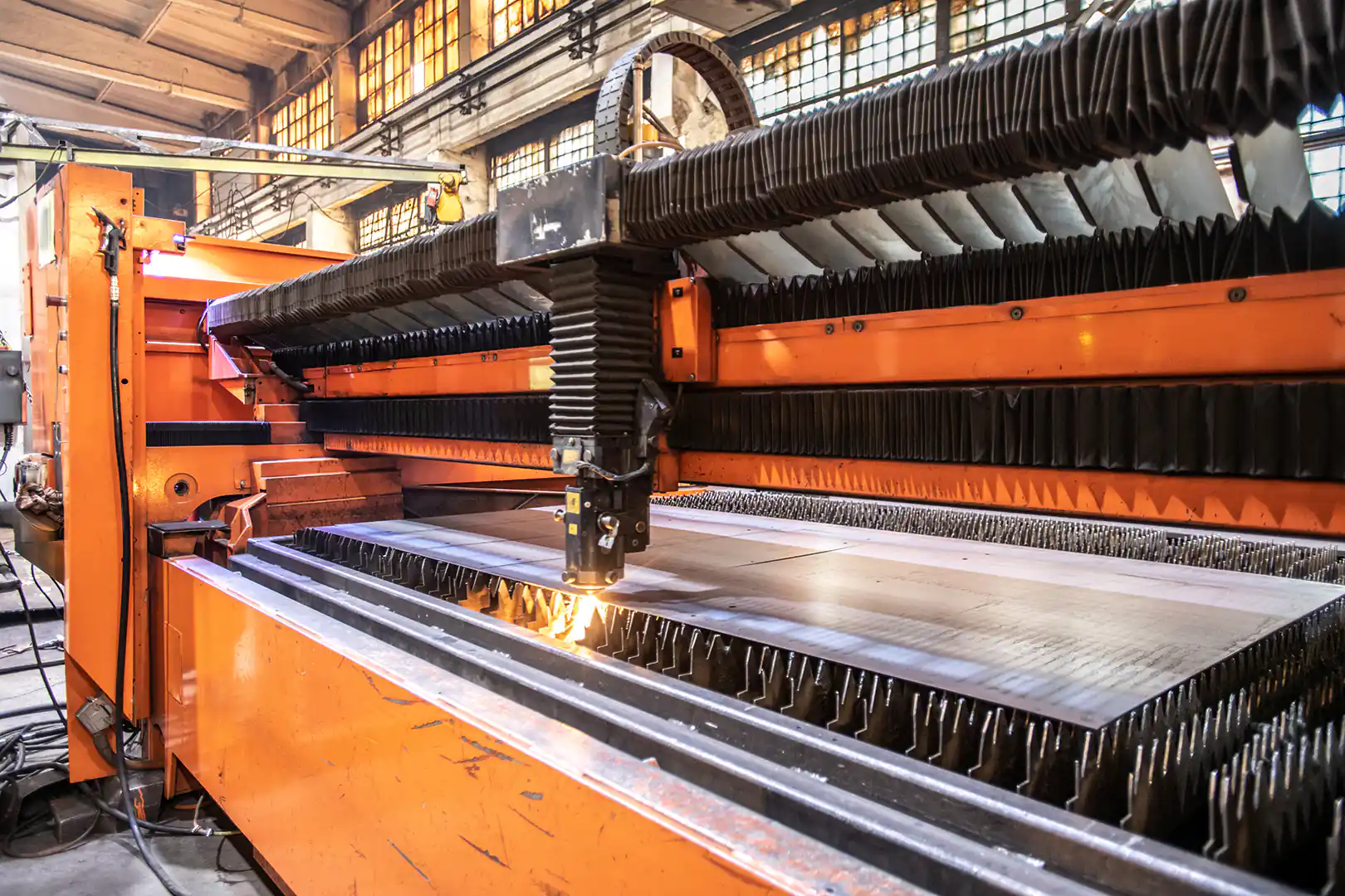 Precision laser cutting operation with sparks